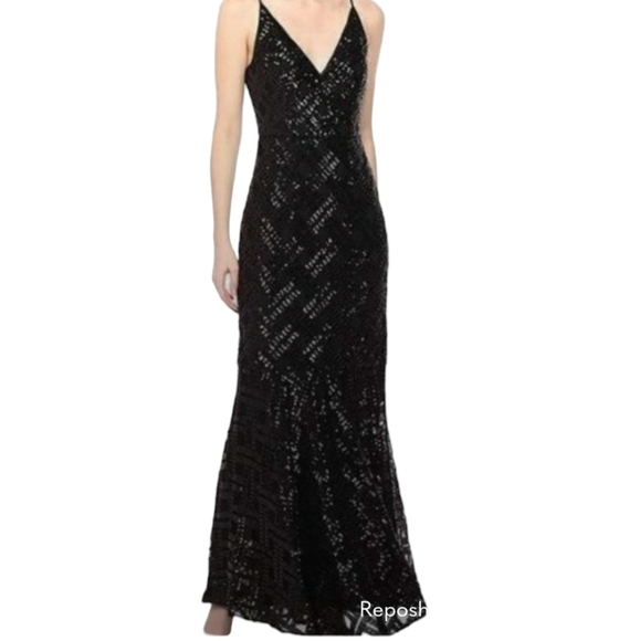 Eliza J Black sequins Gown Size 0 NWOT - Picture 3 of 10